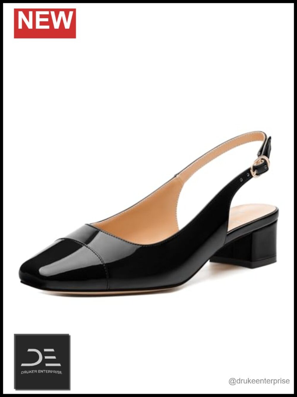 Women's Slingback Pumps Low Chunky Heels Square Toe Block Heel Dress Shoes